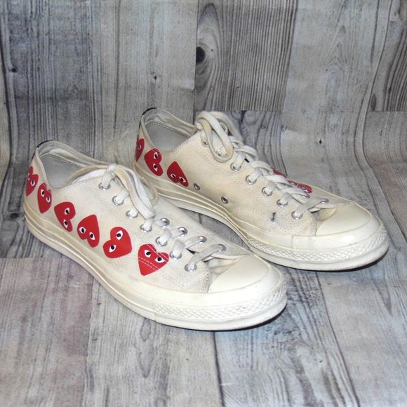 CONVERSE X PLAY Comme des Garçons Chuck 70 OX Multi Heart Sneakers Mens Size 11 - Picture 1 of 8